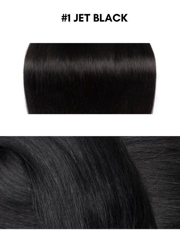 #1 Jet Black 20" Deluxe Seamless Clip In Human Hair Extensions - dulgehairextensions.com.au