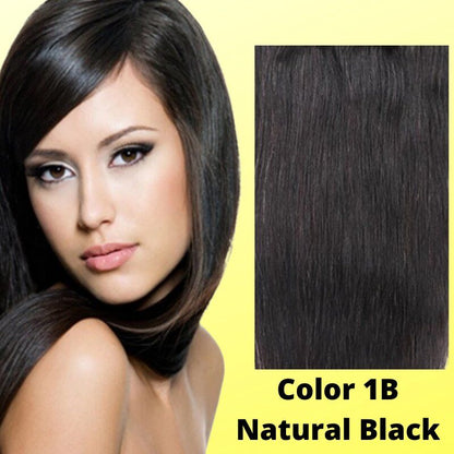#1B Natural Black 20" Deluxe Seamless Clip In Human Hair Extensions - dulgehairextensions.com.au