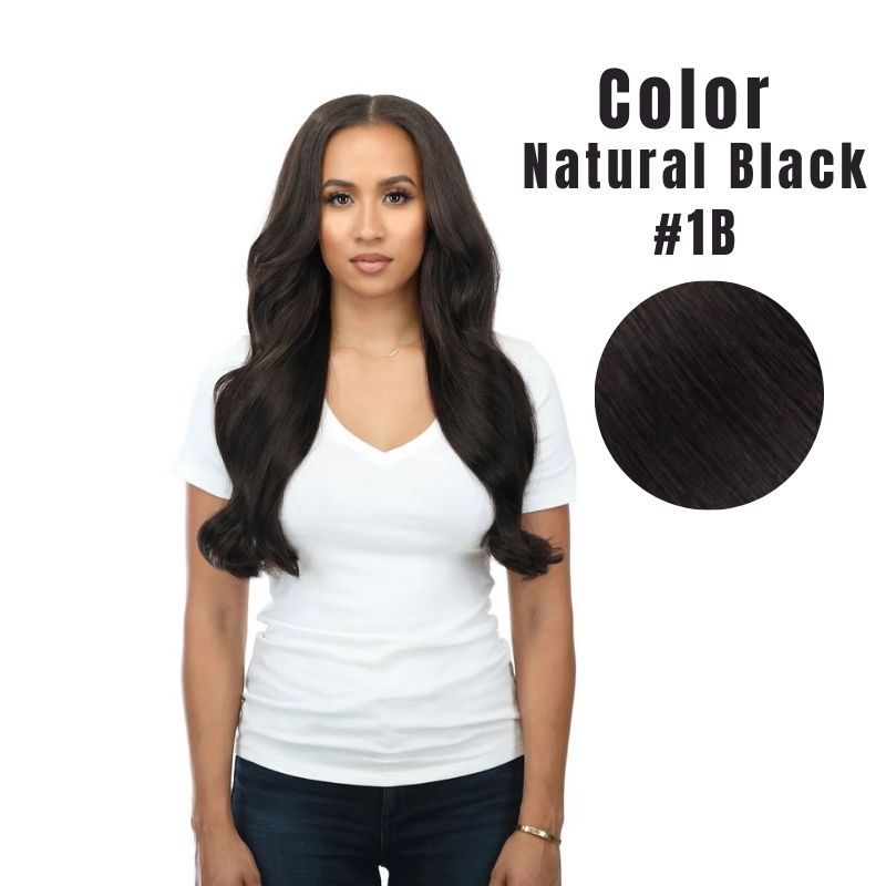 Cheaper Non Remy Thick Human Hair Clip In 20" #1B Natural Black