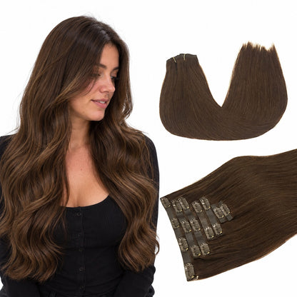 DULGE Clip-In Hair Extensions #4 Chocolate colour example