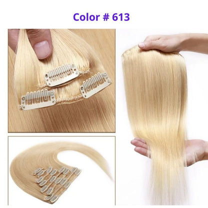 DULGE 18" Deluxe Euro Remy Human Hair Clip-In Extensions – 120g
