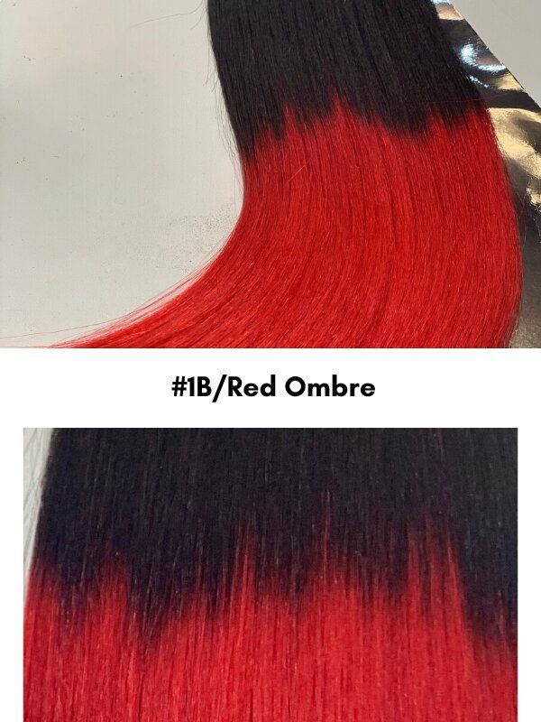 Cheaper Non Remy Thick Human Hair Clip In 24" #T1B/RED Black Red - dulgehairextensions.com.au