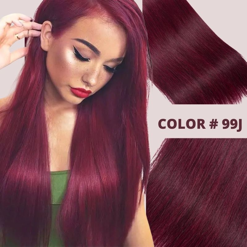 Remy Hair Seamless One Piece Clip In Volumizer #99J Deep Red Wine