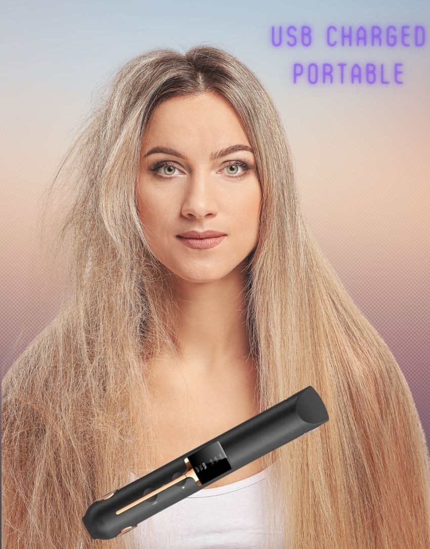 Portable USB Charging 2 In 1 Green Hair Straightener Curler - dulgehairextensions.com.au