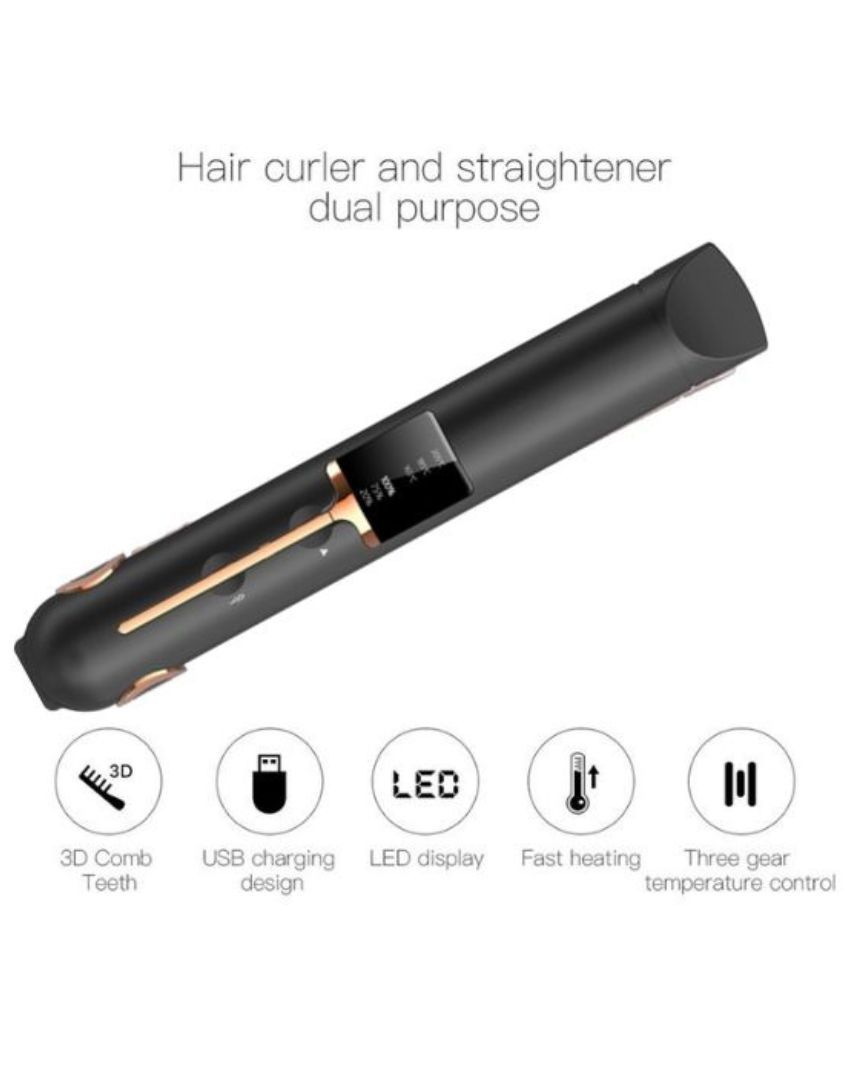 Portable USB Charging 2 In 1 Green Hair Straightener Curler