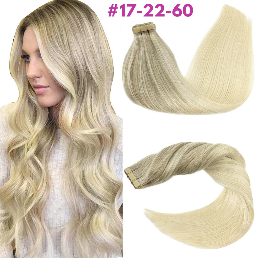 24" Russian Remy Human Hair Tape-In Extensions 100g 40 Pieces