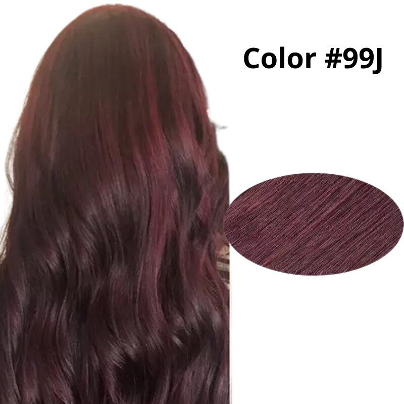#99J Deep Red Wine 20" Full Head Clip In Human Hair Extension - dulgehairextensions.com.au