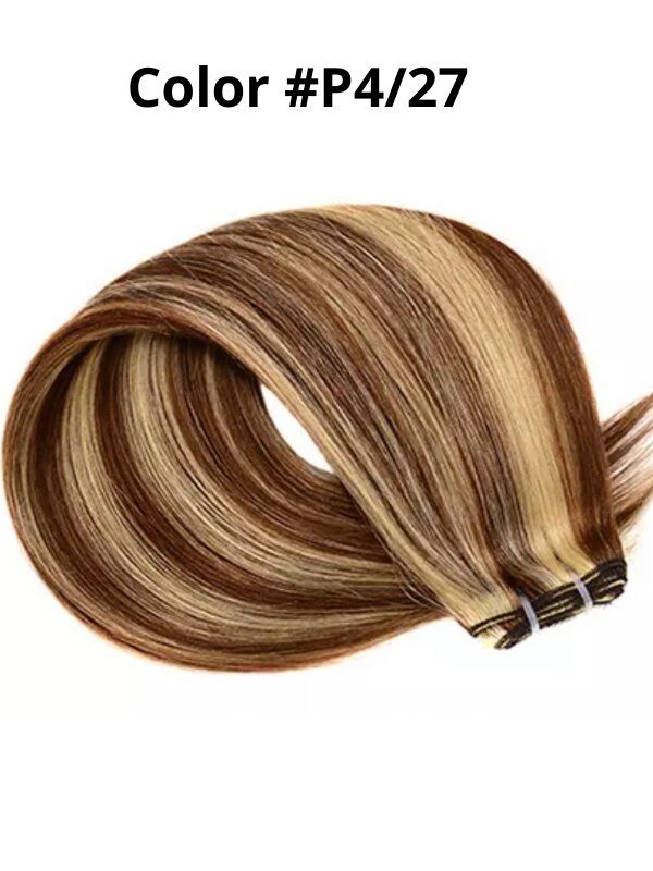 #4/27 Chocolate Brown Blonde Mix 20" Deluxe Clip In Human Hair Extension - dulgehairextensions.com.au