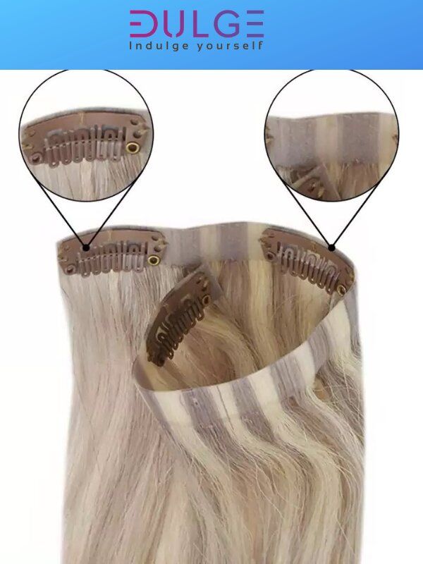 Remy Human Hair Seamless One Piece Clip In Volumizer #60 Platinum Blonde - dulgehairextensions.com.au