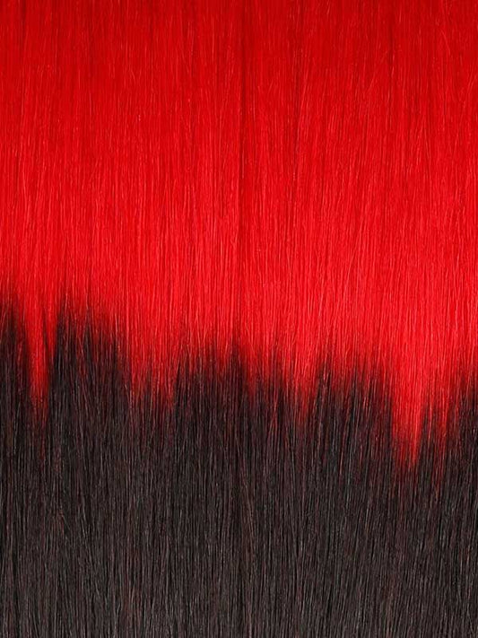 #T1B/RED 20" Deluxe Ombre Black Red Clip In