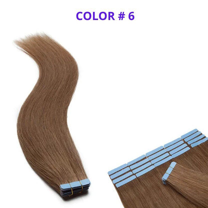 #6 Medium Brown European 16" Tape In Human Hair Extension - dulgehairextensions.com.au