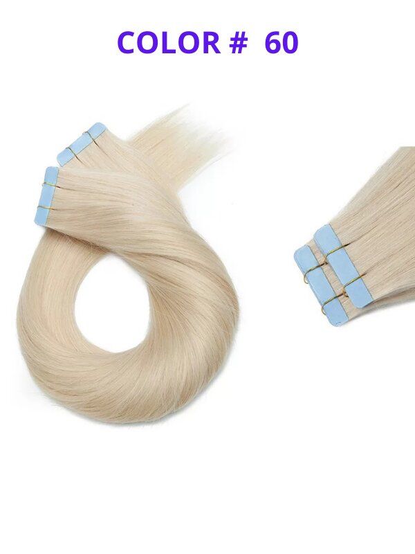 #60 Platinum Blonde 24" European Remy Human Hair Tape In Extension