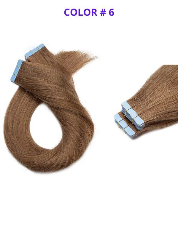 #6 Medium Brown 24" Premium Quality European Remy Human Hair Tape In Extension