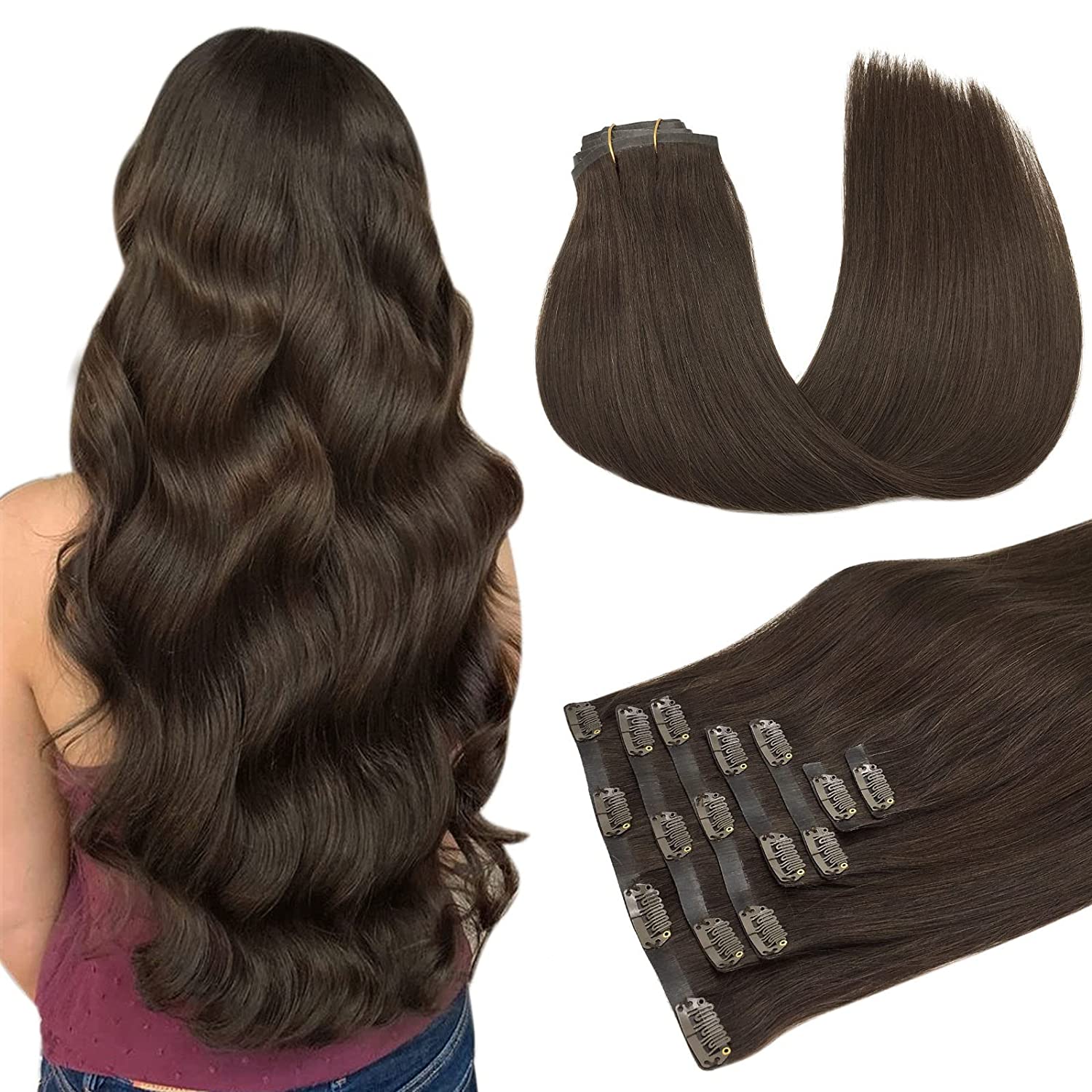 DULGE Super Deluxe 24" Euro Remy Human Hair Clip-In Extensions – 170g